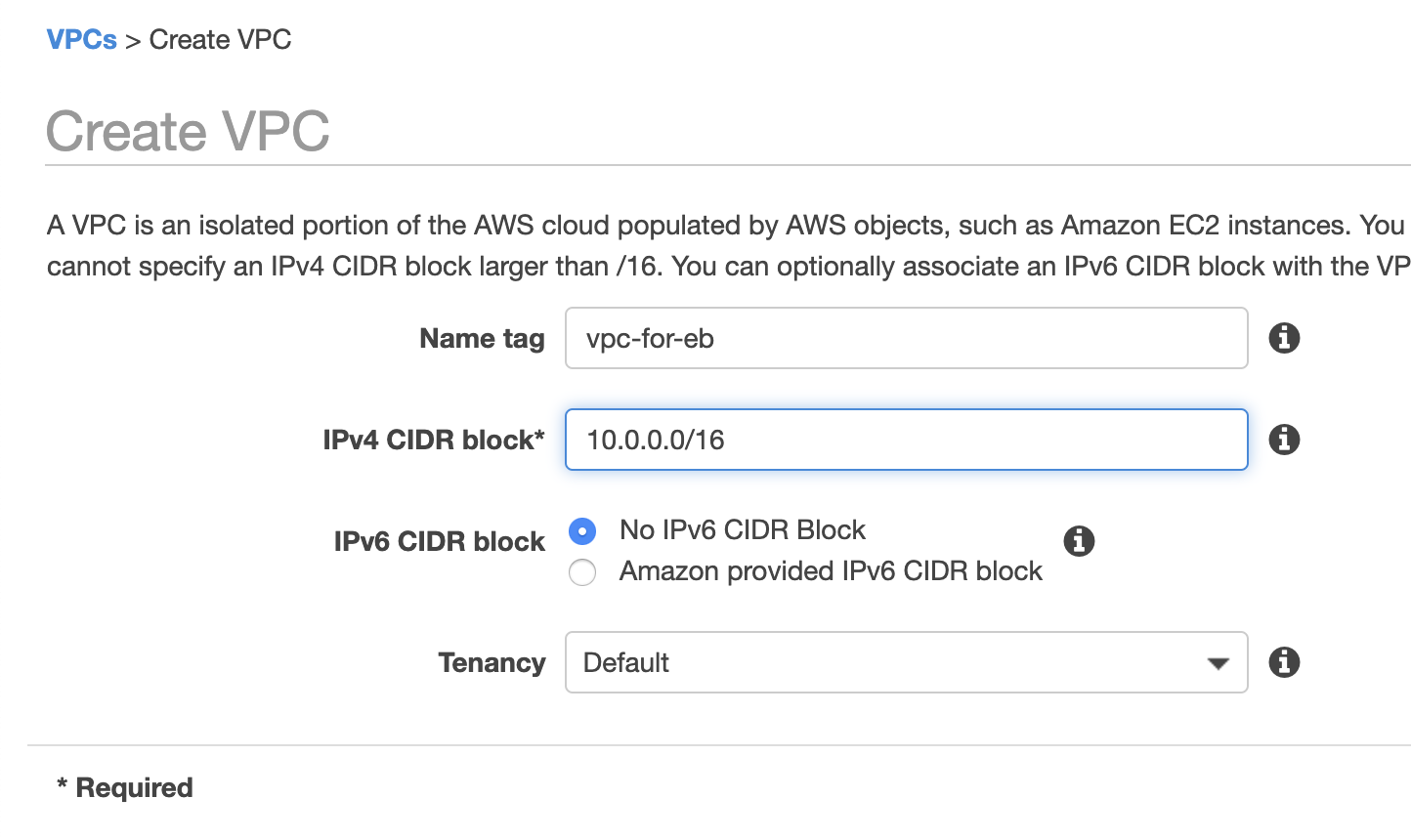 Configuring VPC for AWS Elastic Beanstalk